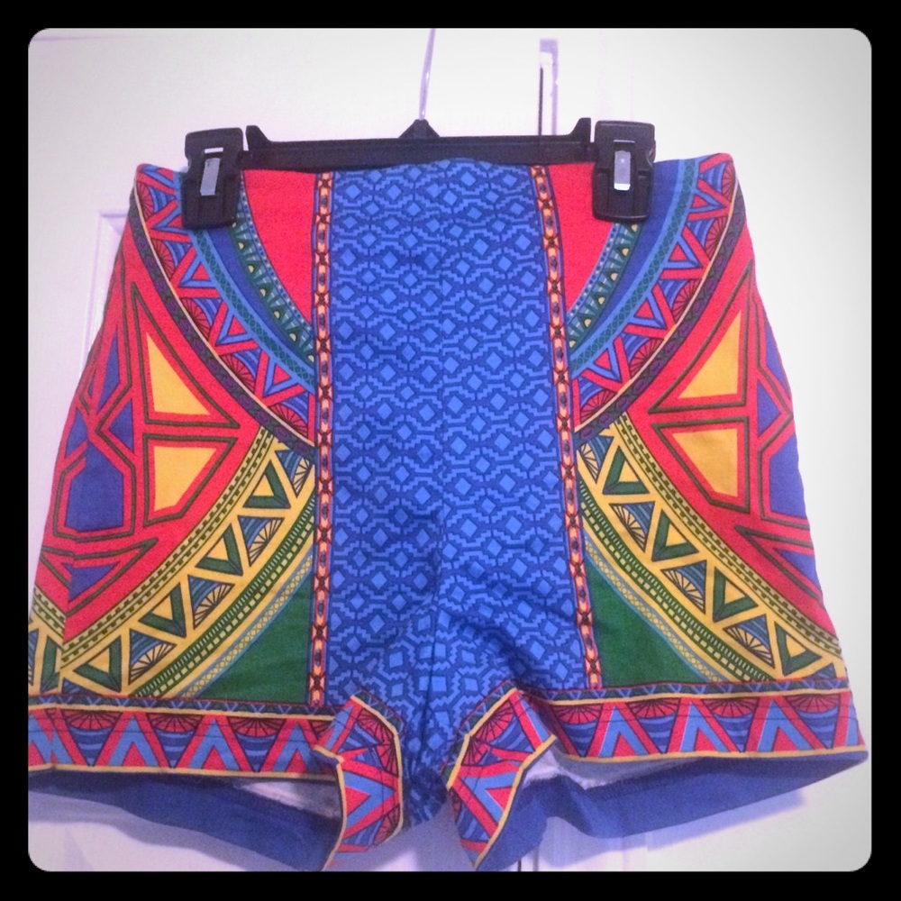high waisted multicolor shorts